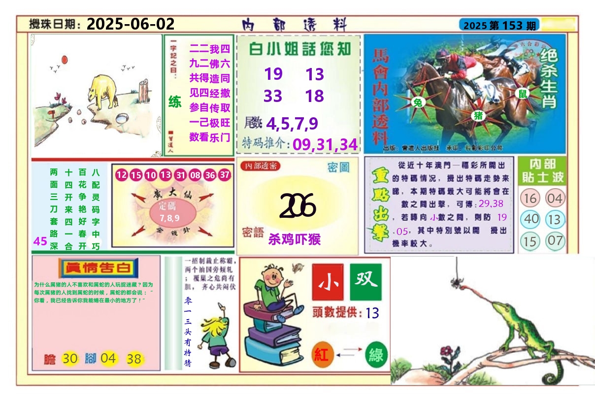 澳门内部透料A 第153期