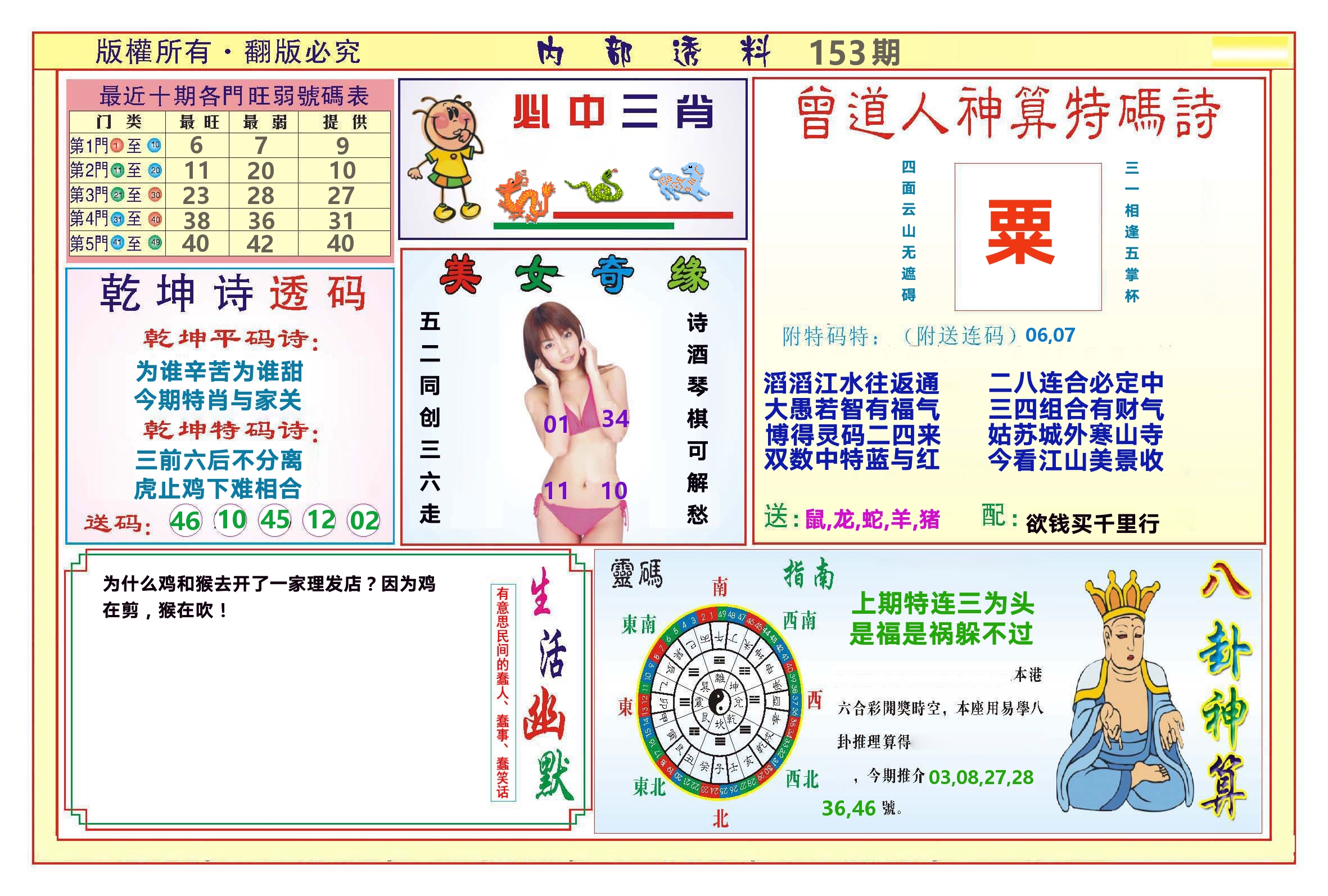 澳门内部透料B 第153期