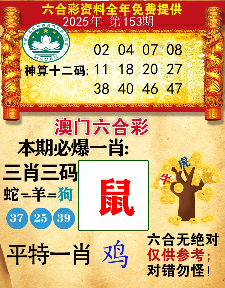 澳门必爆 第153期