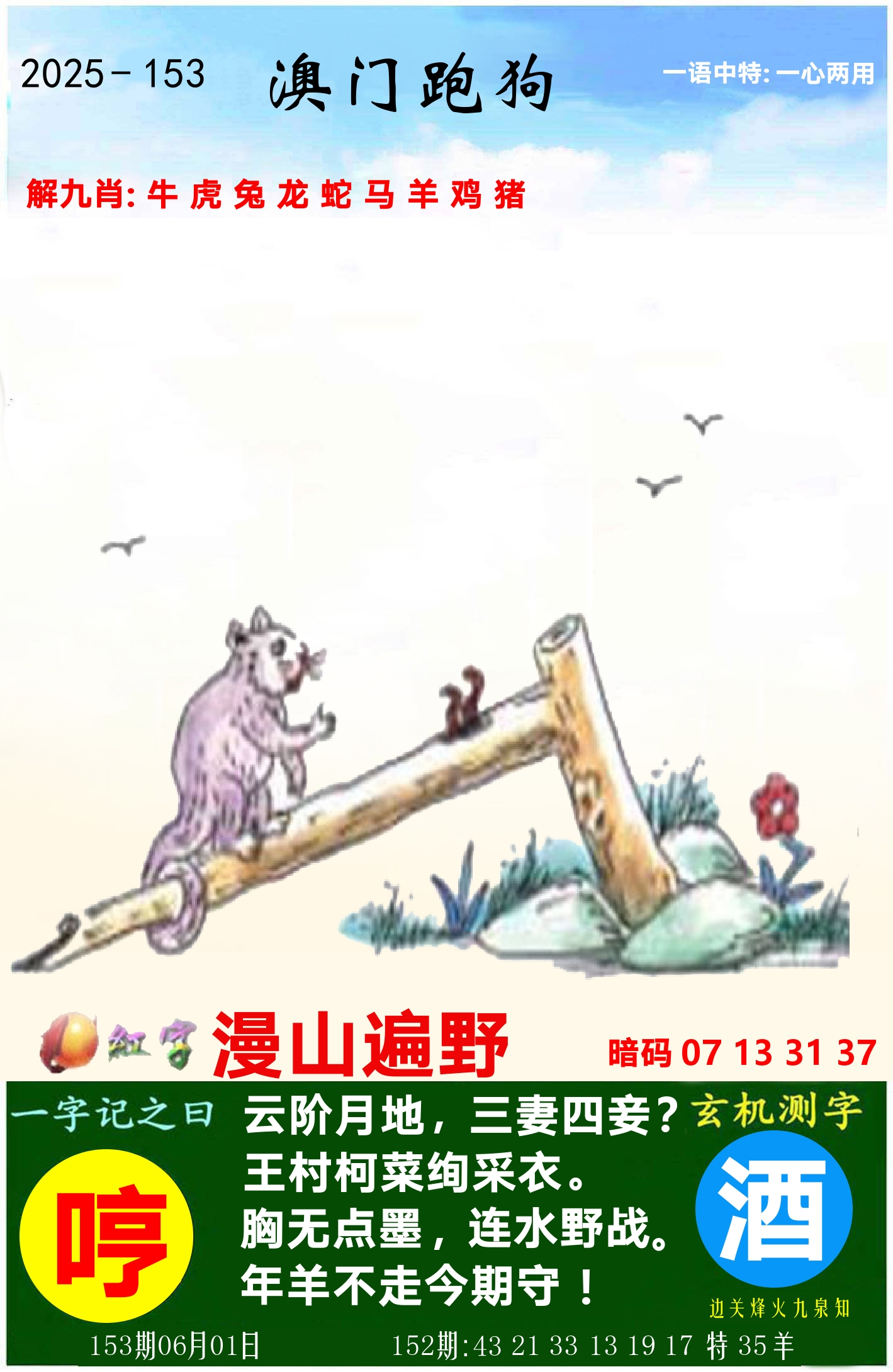 澳门跑狗图 第153期