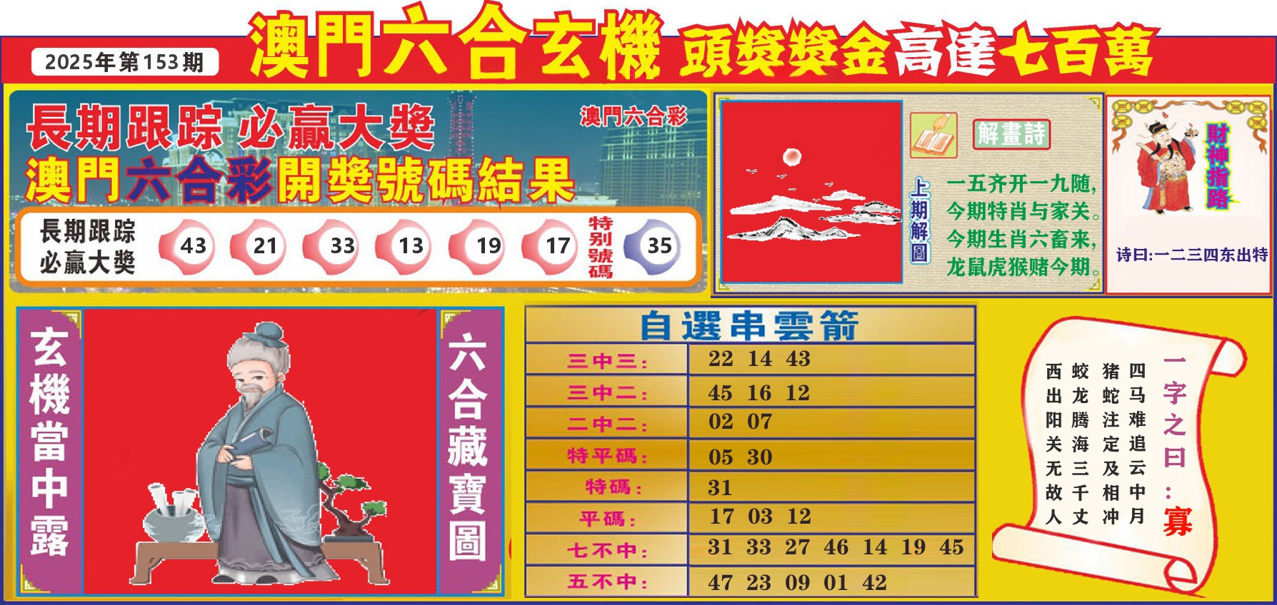 七星彩图C 第153期
