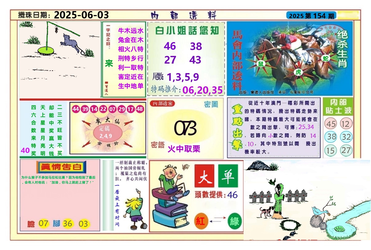 澳门内部透料A 第154期