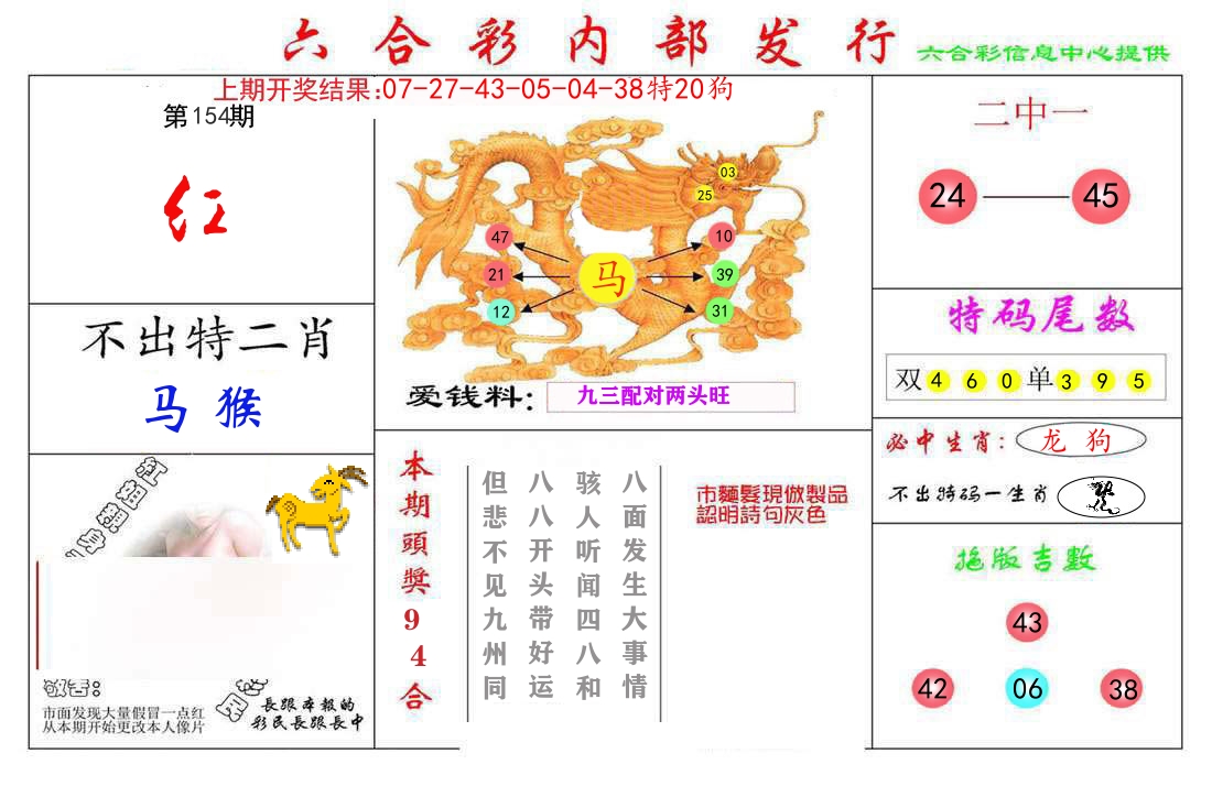 六合彩内部发行 第154期