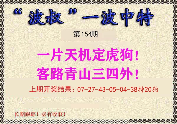 波叔中特 第154期