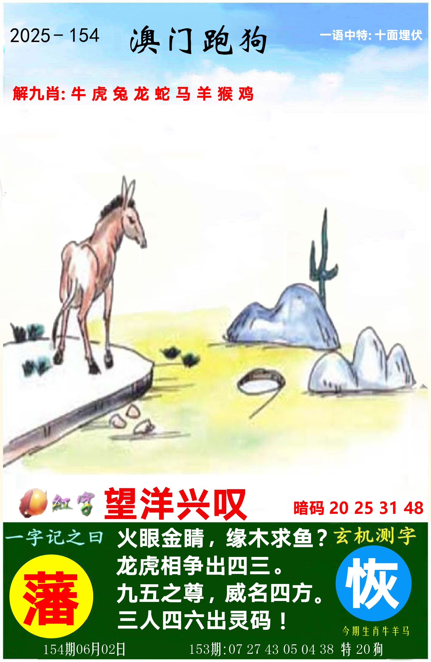 澳门跑狗图 第154期