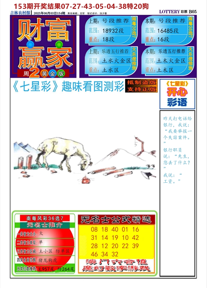 七星彩图A 第154期