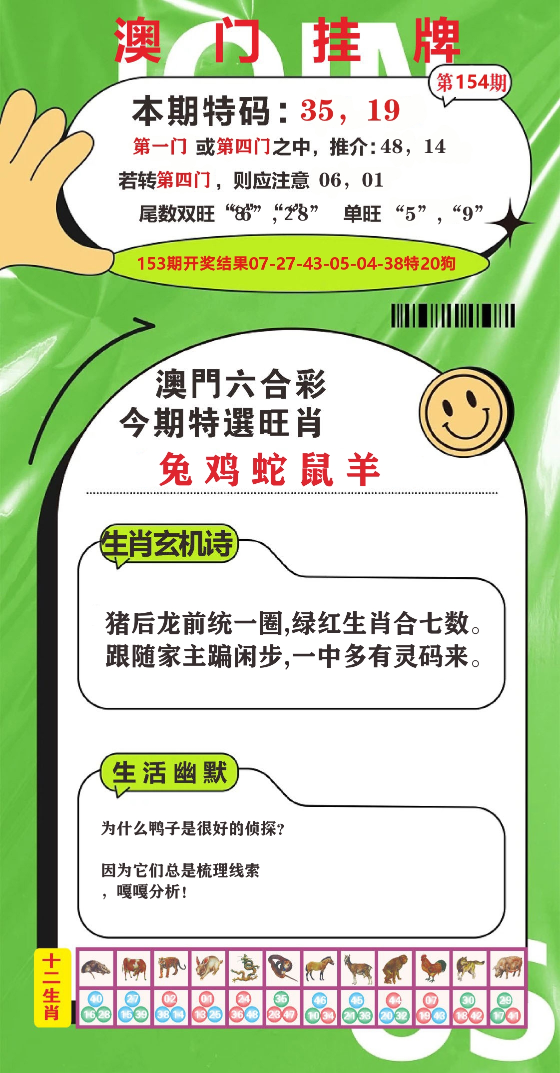 澳门赢天下B 第154期