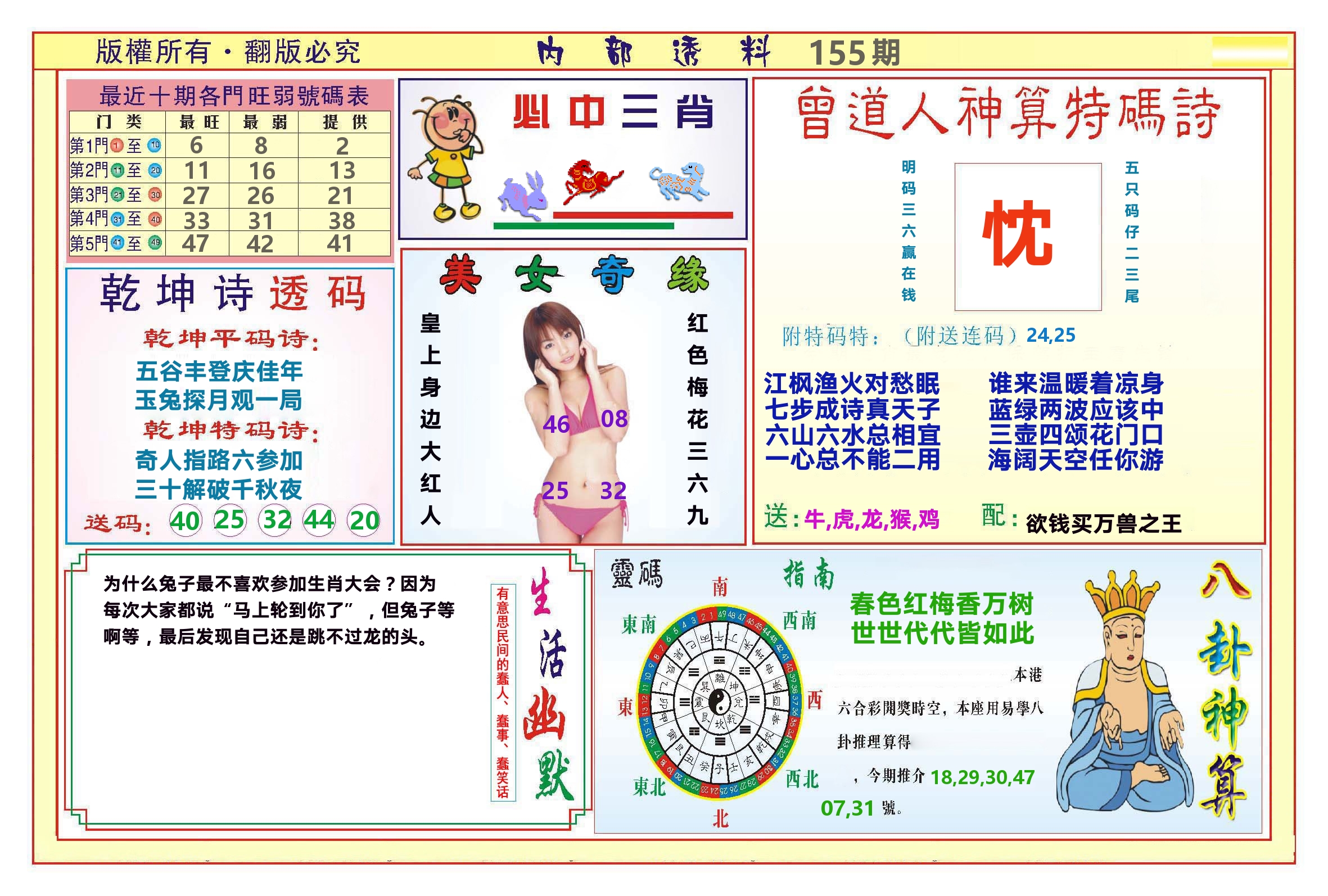 澳门内部透料B 第155期