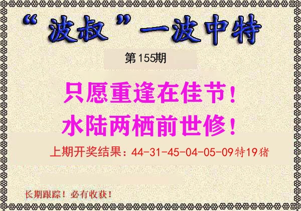 波叔中特 第155期