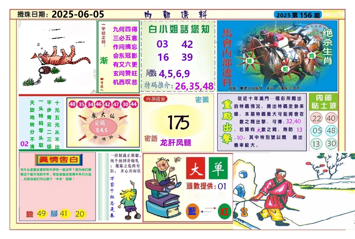 澳门内部透料A 第156期