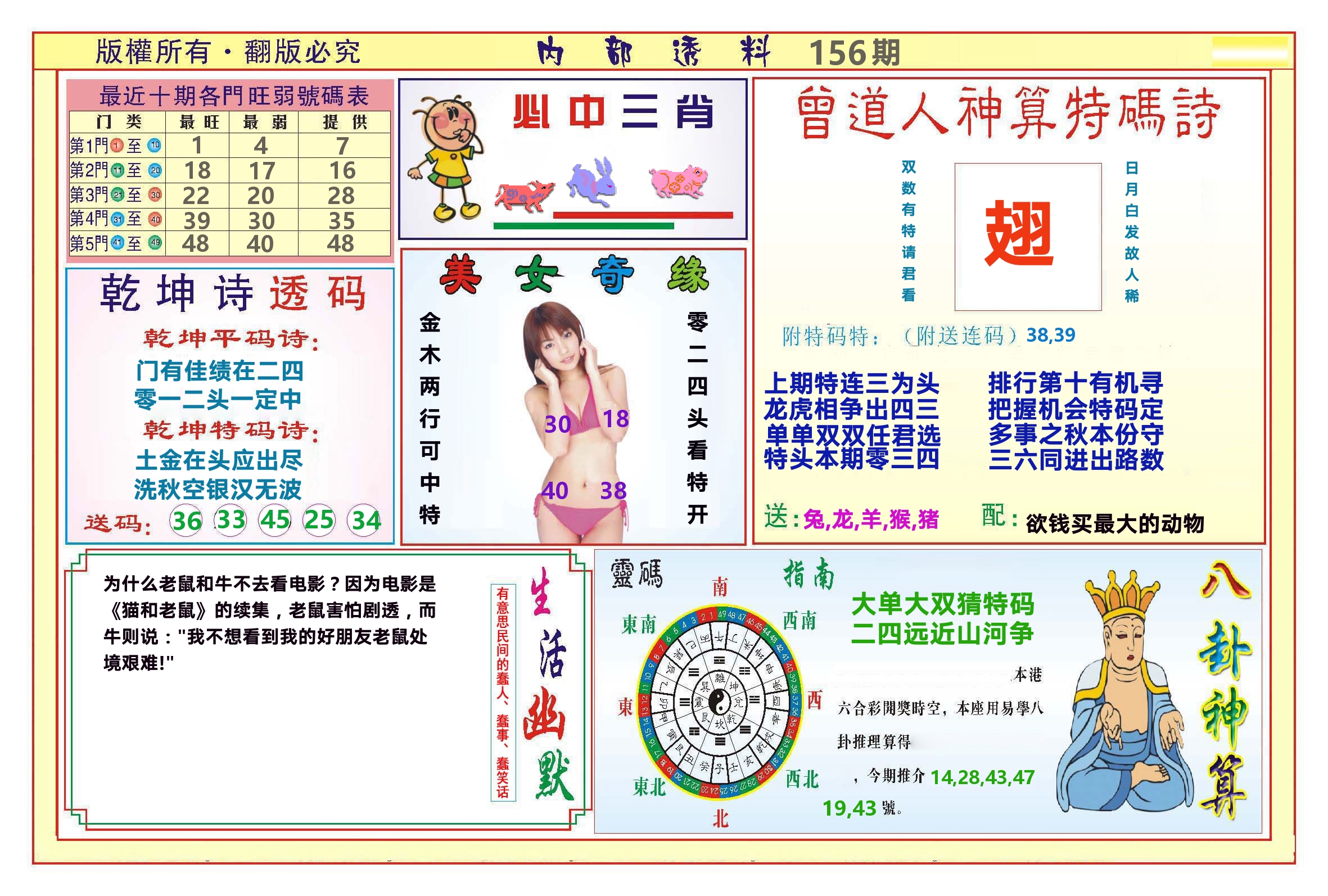 澳门内部透料B 第156期