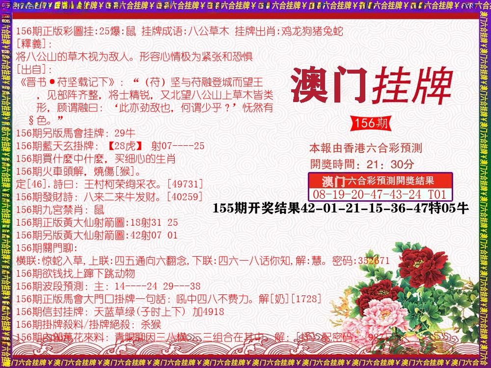 澳门挂牌 第156期