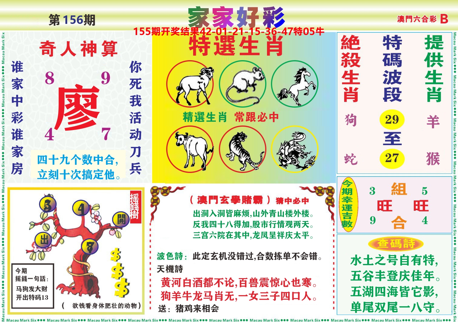 家家好彩B 第156期