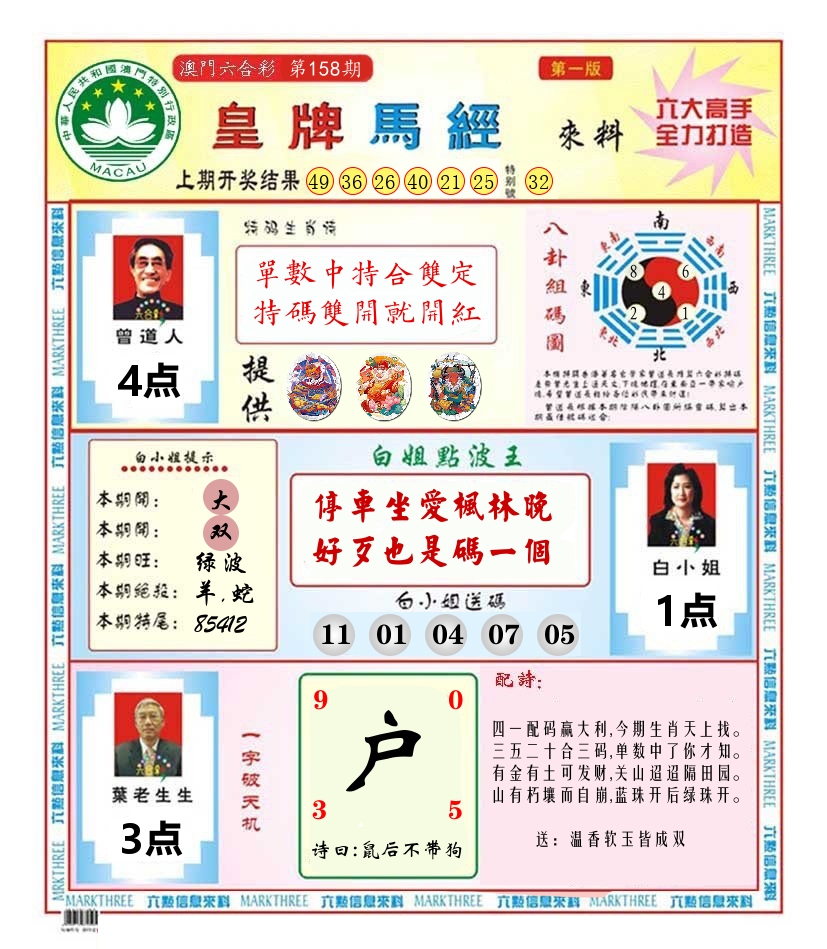 澳门皇牌马经 第158期