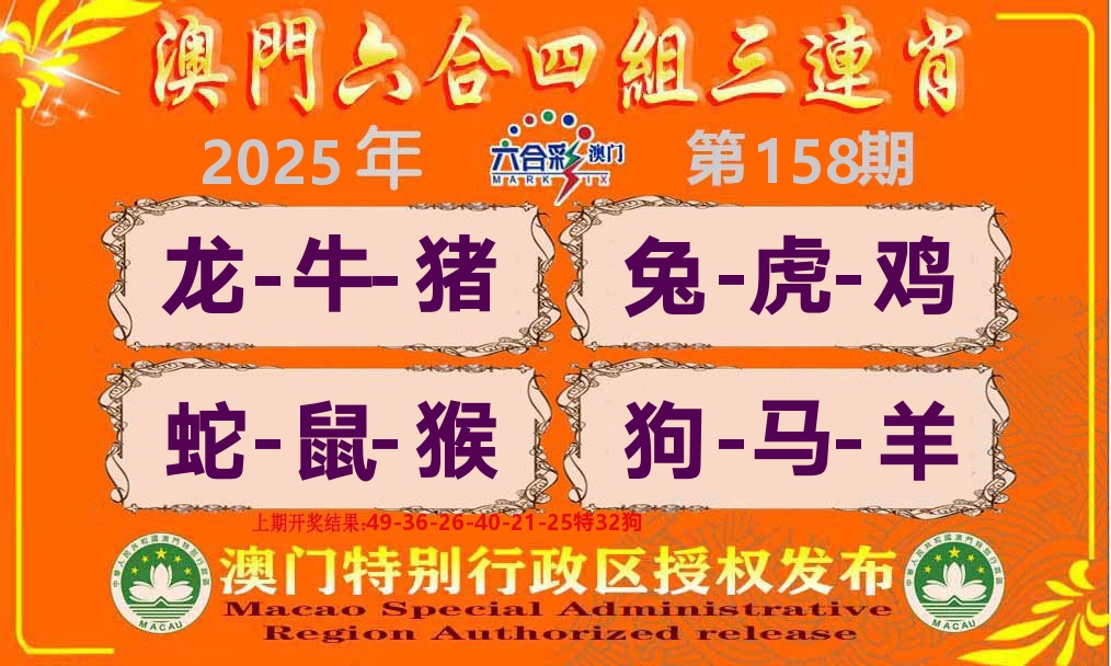 六合三连肖 第158期