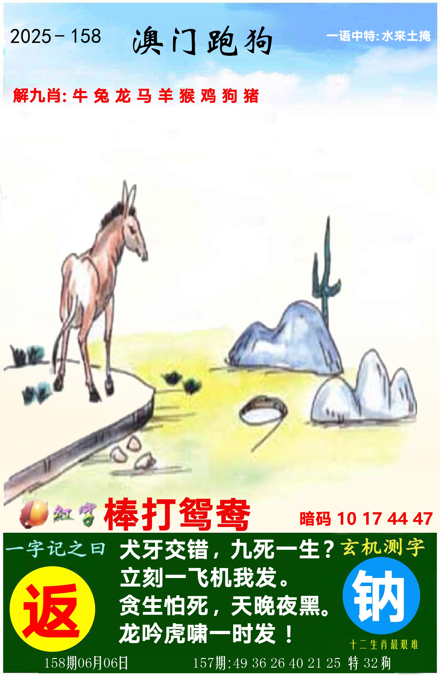 澳门跑狗图 第158期