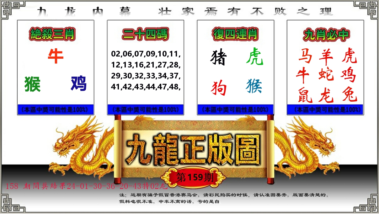九龙正版图 第159期
