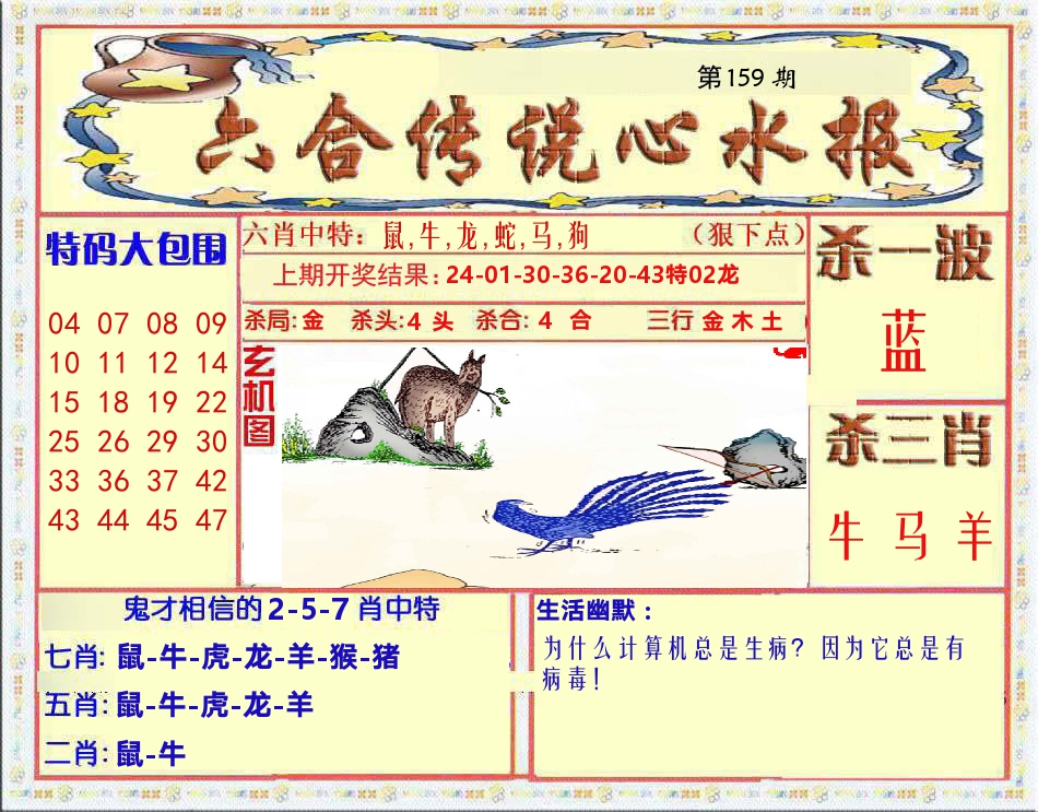 六合传说心水报 第159期