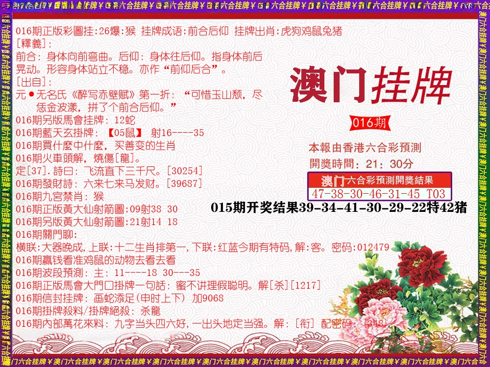澳门挂牌 第16期