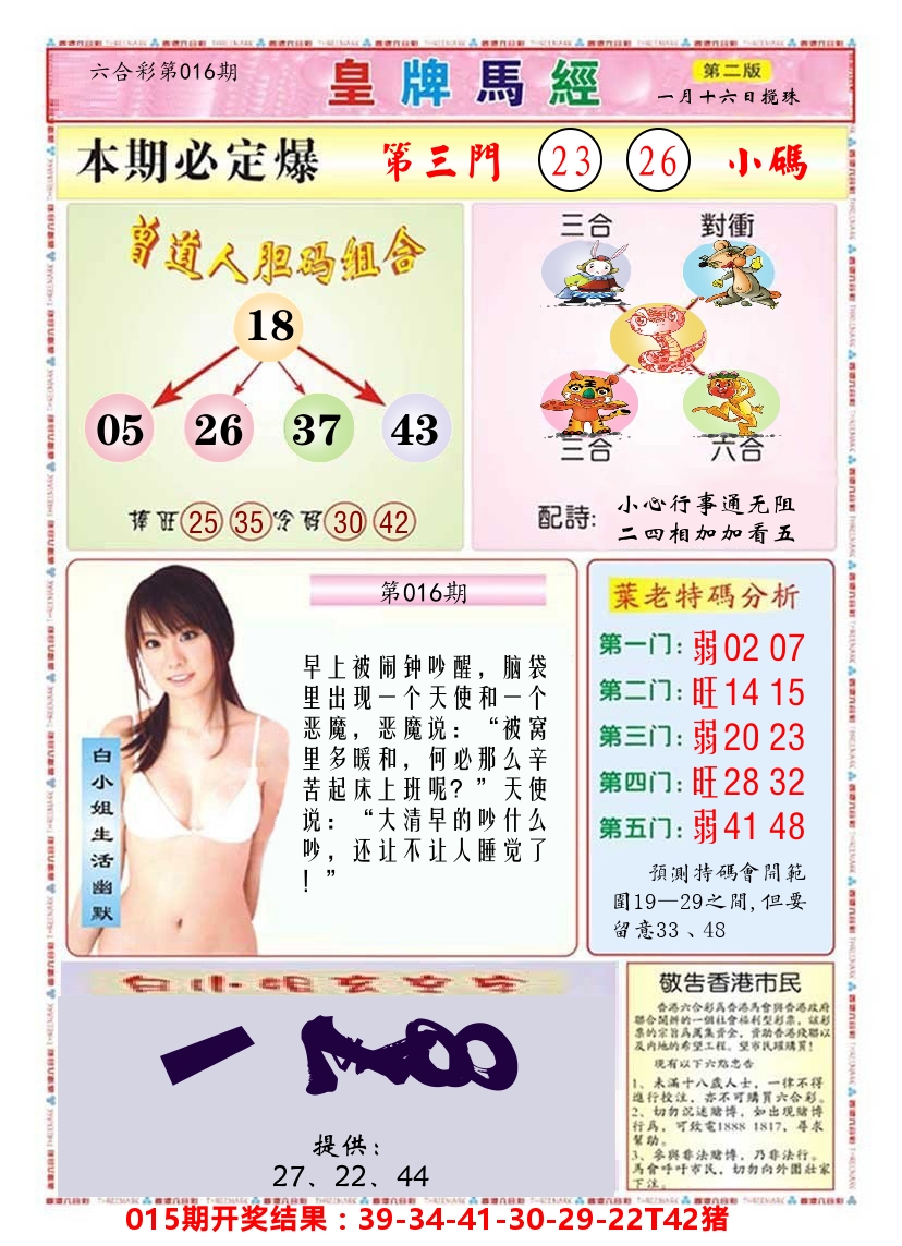 澳门皇牌马经B 第16期