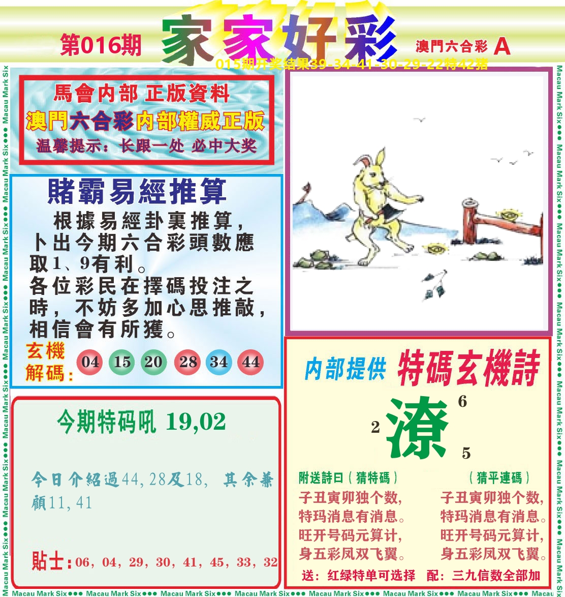 家家好彩A 第16期