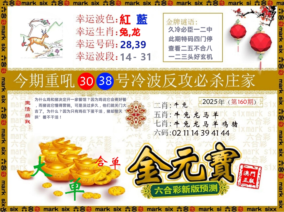 金元宝 第160期
