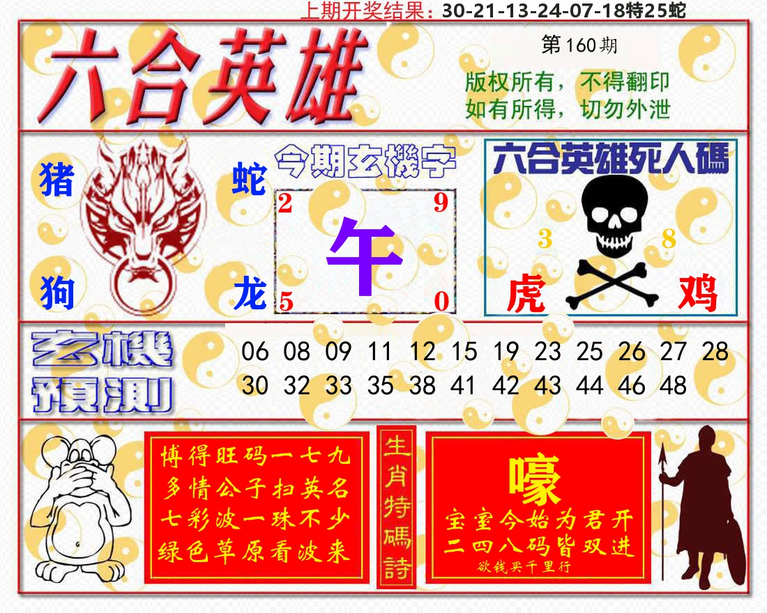 六合英雄 第160期