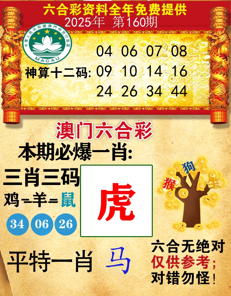 澳门必爆 第160期
