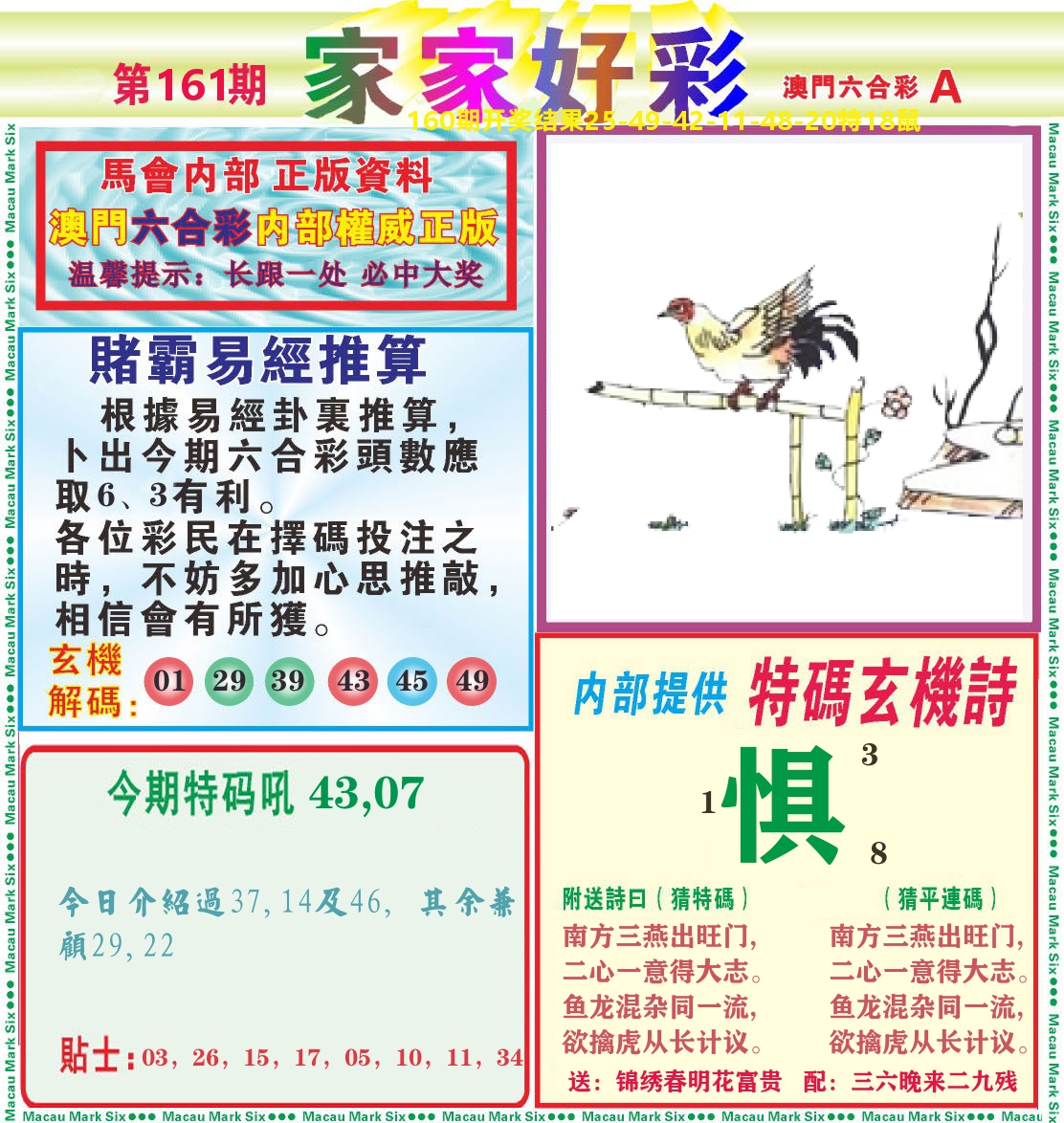 家家好彩A 第161期