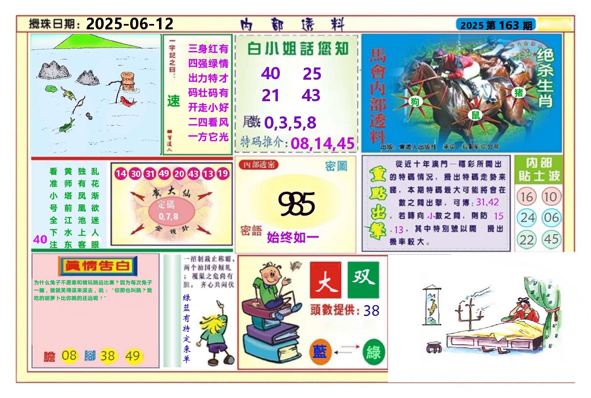 澳门内部透料A 第163期