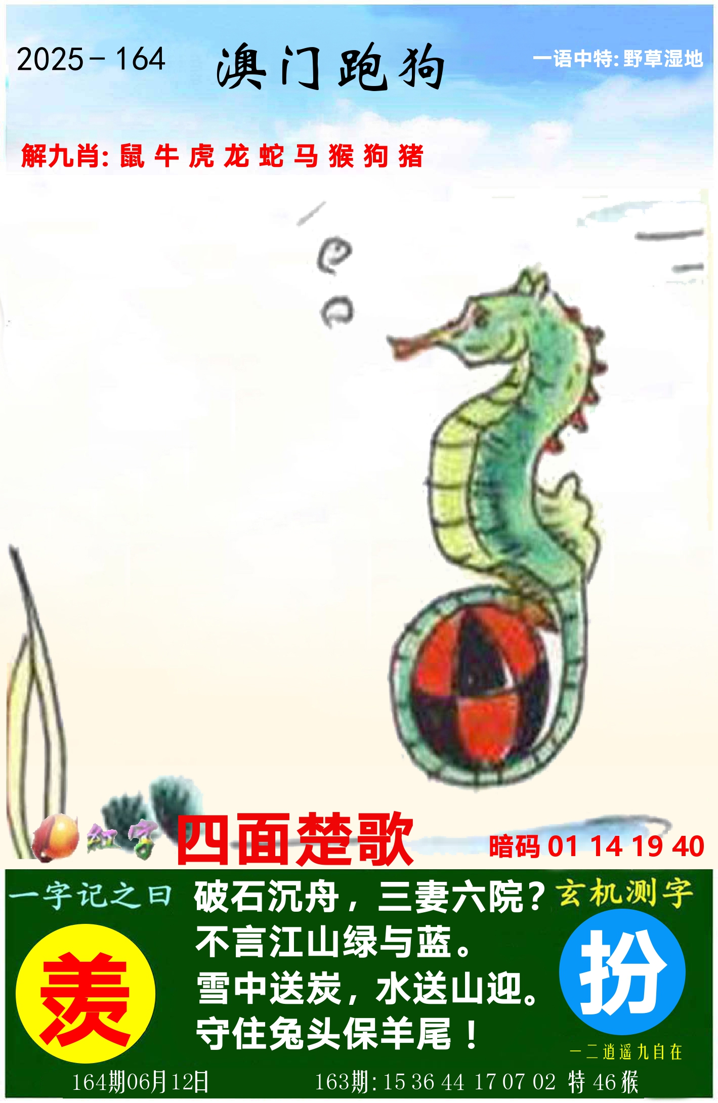 澳门跑狗图 第164期