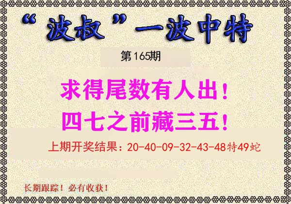 波叔中特 第165期