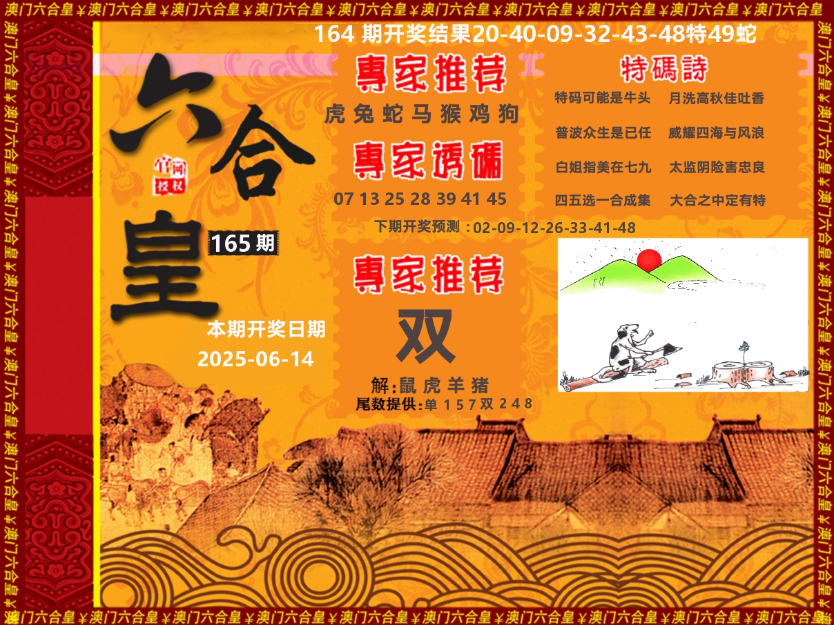 六合皇系列 第165期
