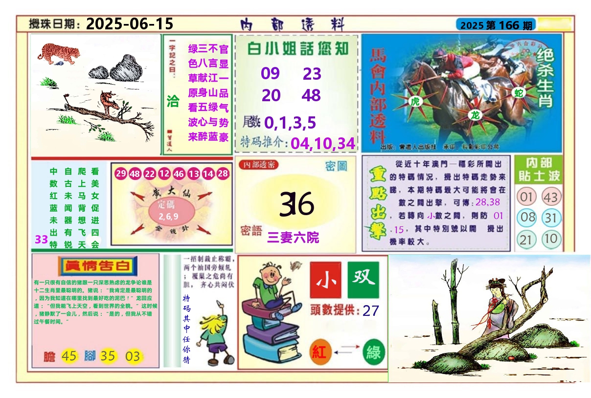 澳门内部透料A 第166期