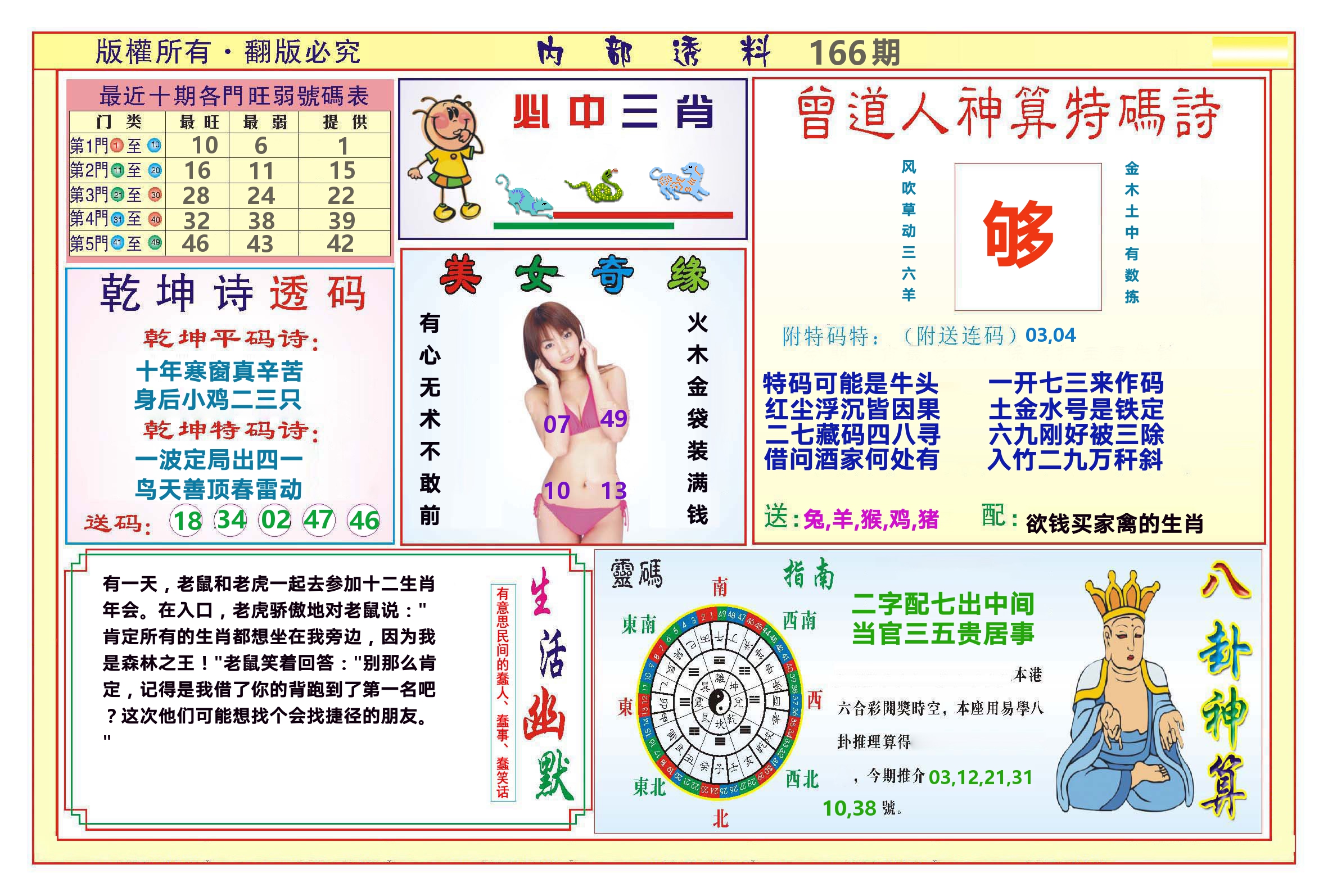 澳门内部透料B 第166期
