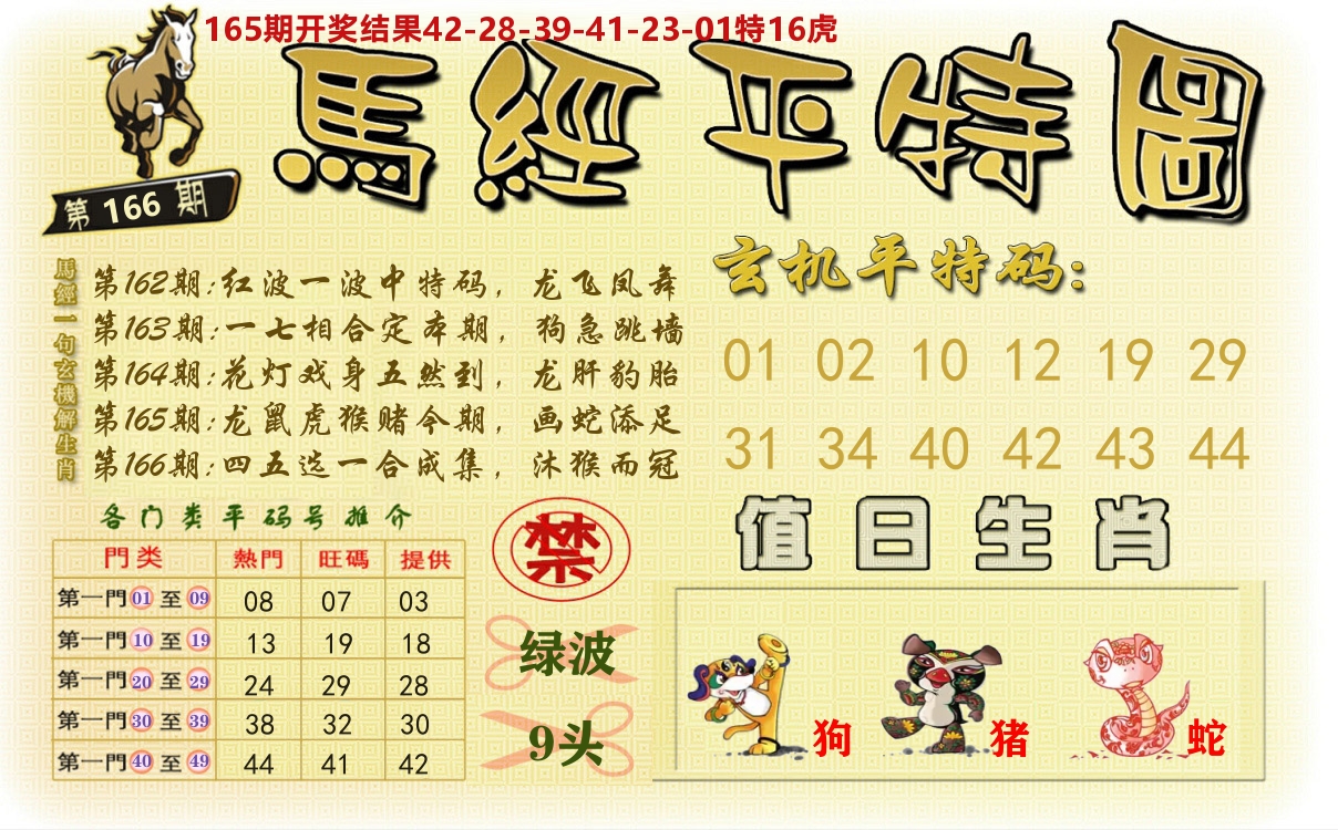 澳门平特图 第166期