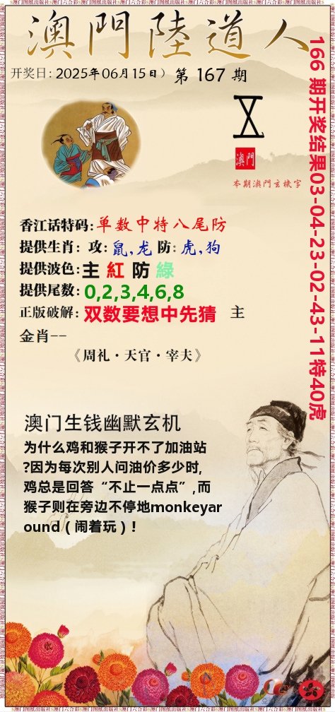 澳门陆道人 第167期