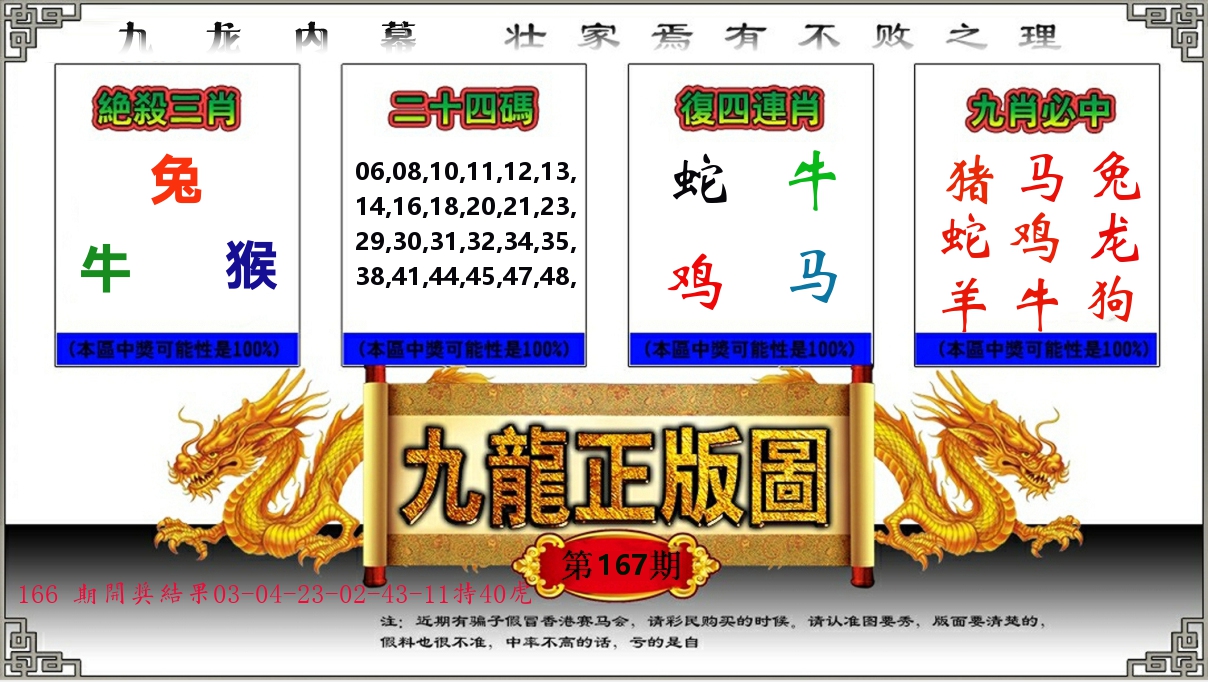 九龙正版图 第167期