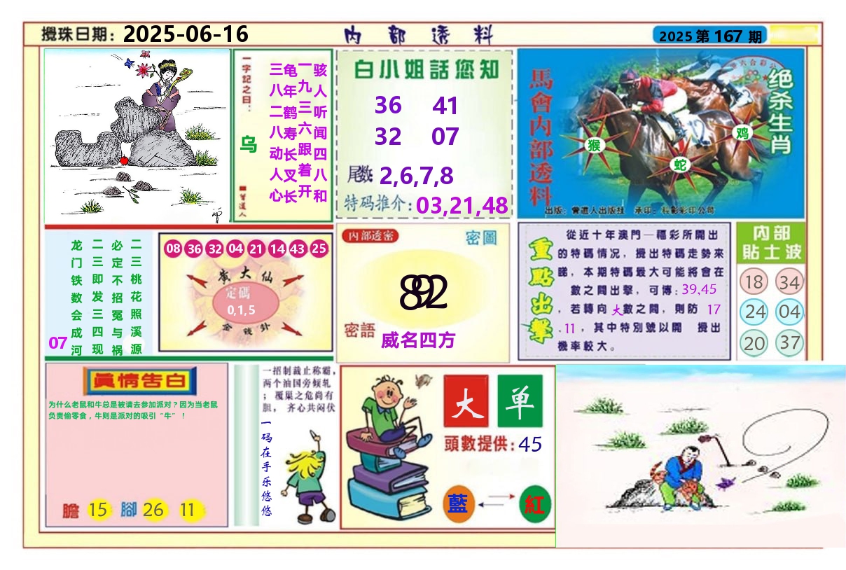 澳门内部透料A 第167期