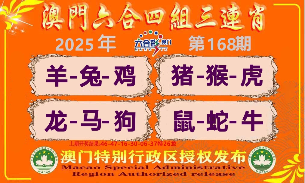 六合三连肖 第168期