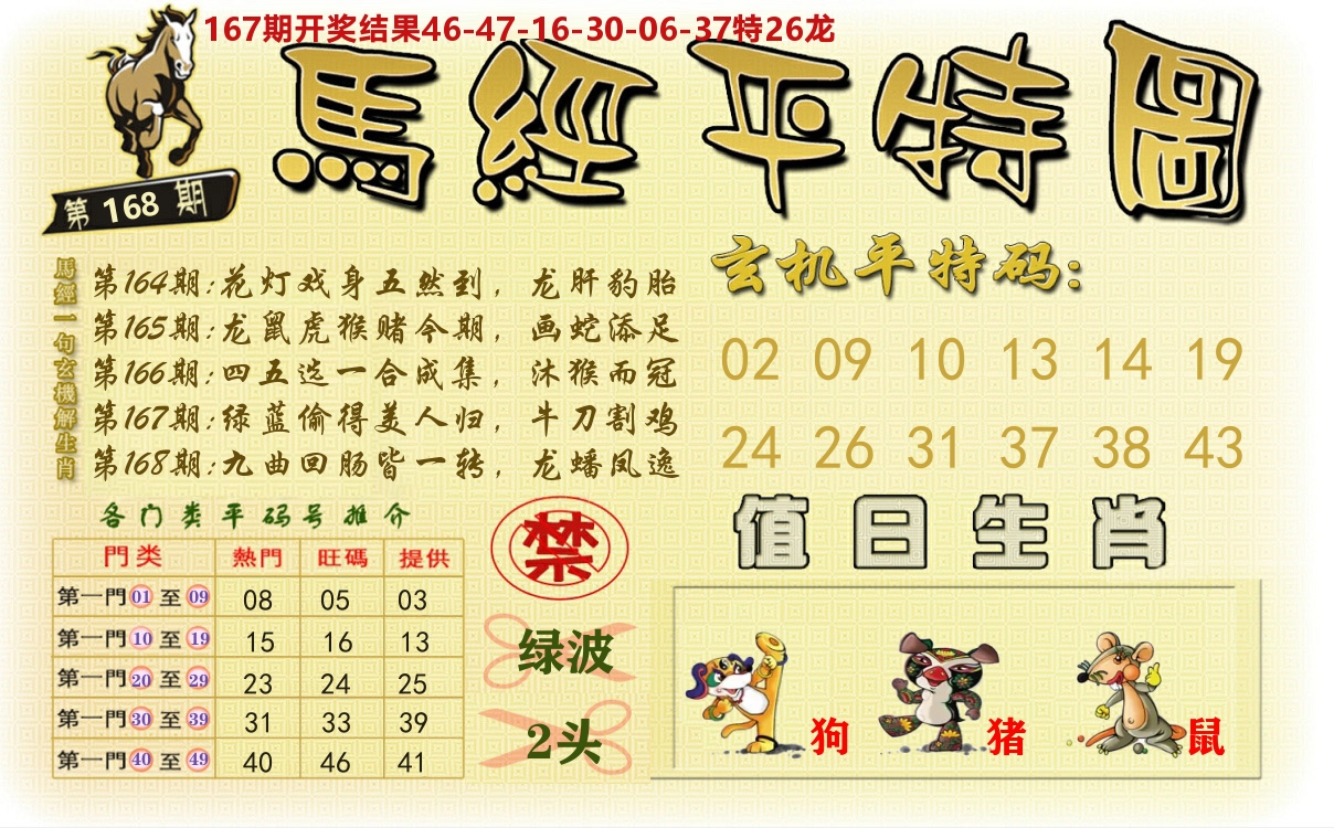 澳门平特图 第168期