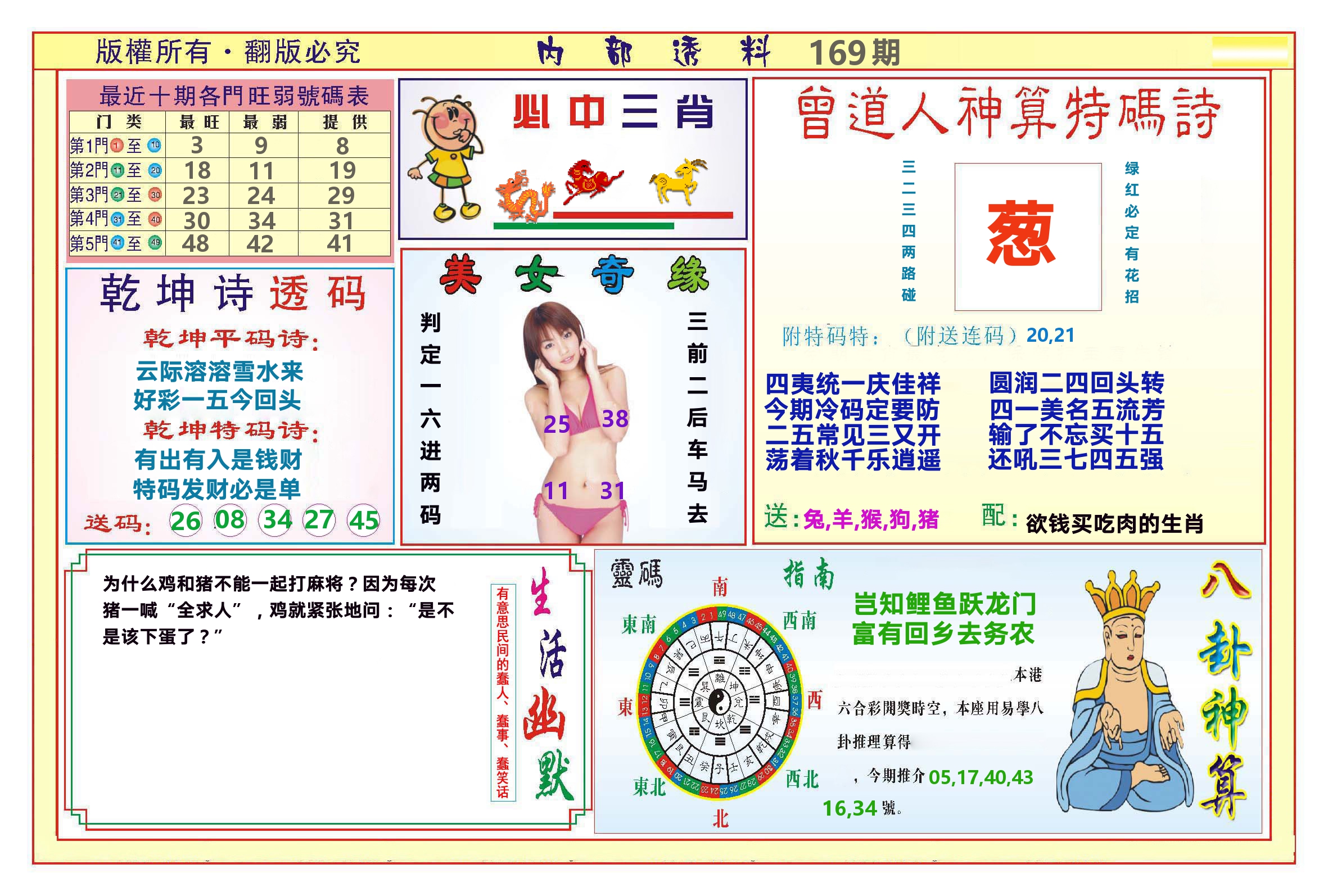澳门内部透料B 第169期