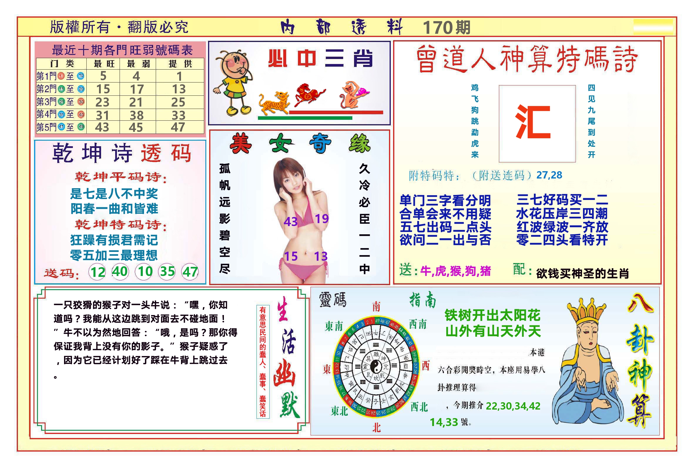 澳门内部透料B 第170期