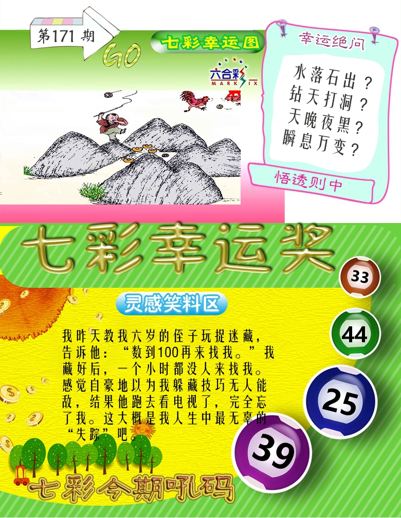 七彩幸运奖 第171期