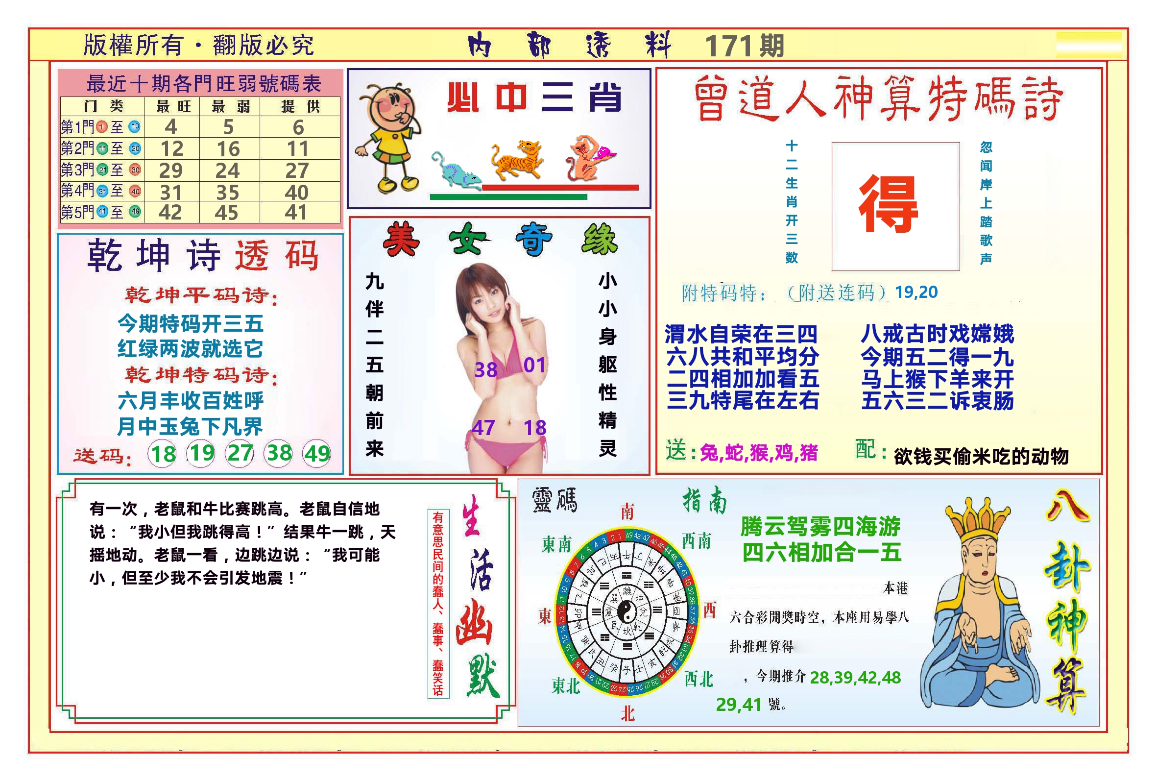澳门内部透料B 第171期