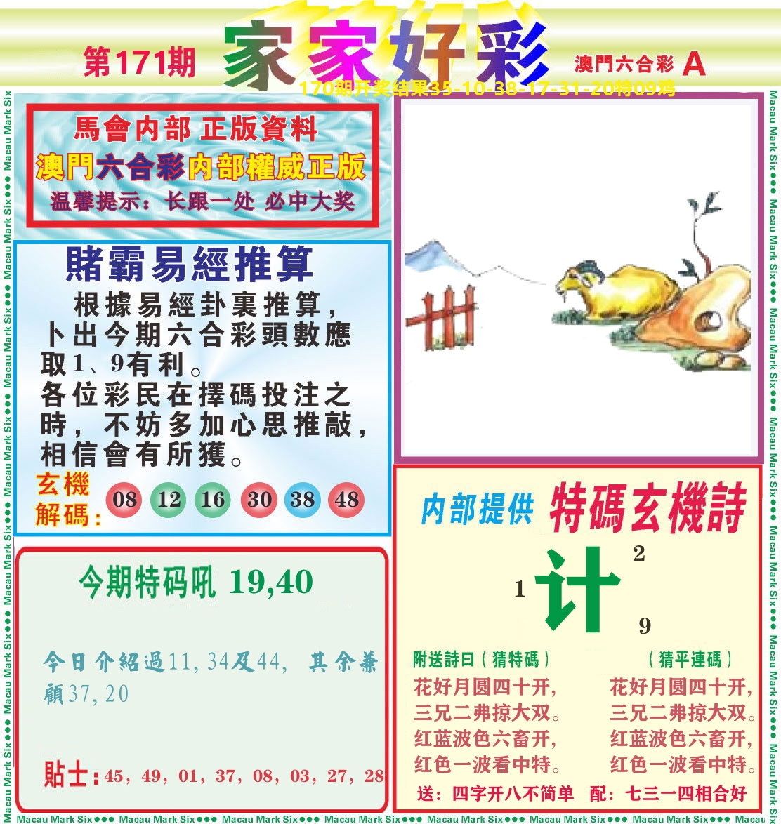 家家好彩A 第171期