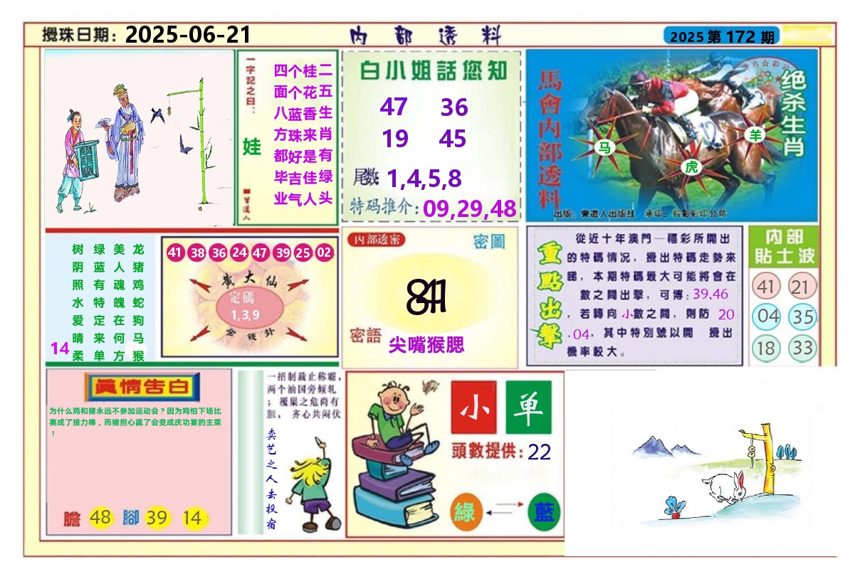 澳门内部透料A 第172期