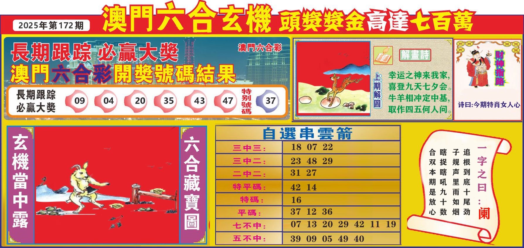 七星彩图C 第172期