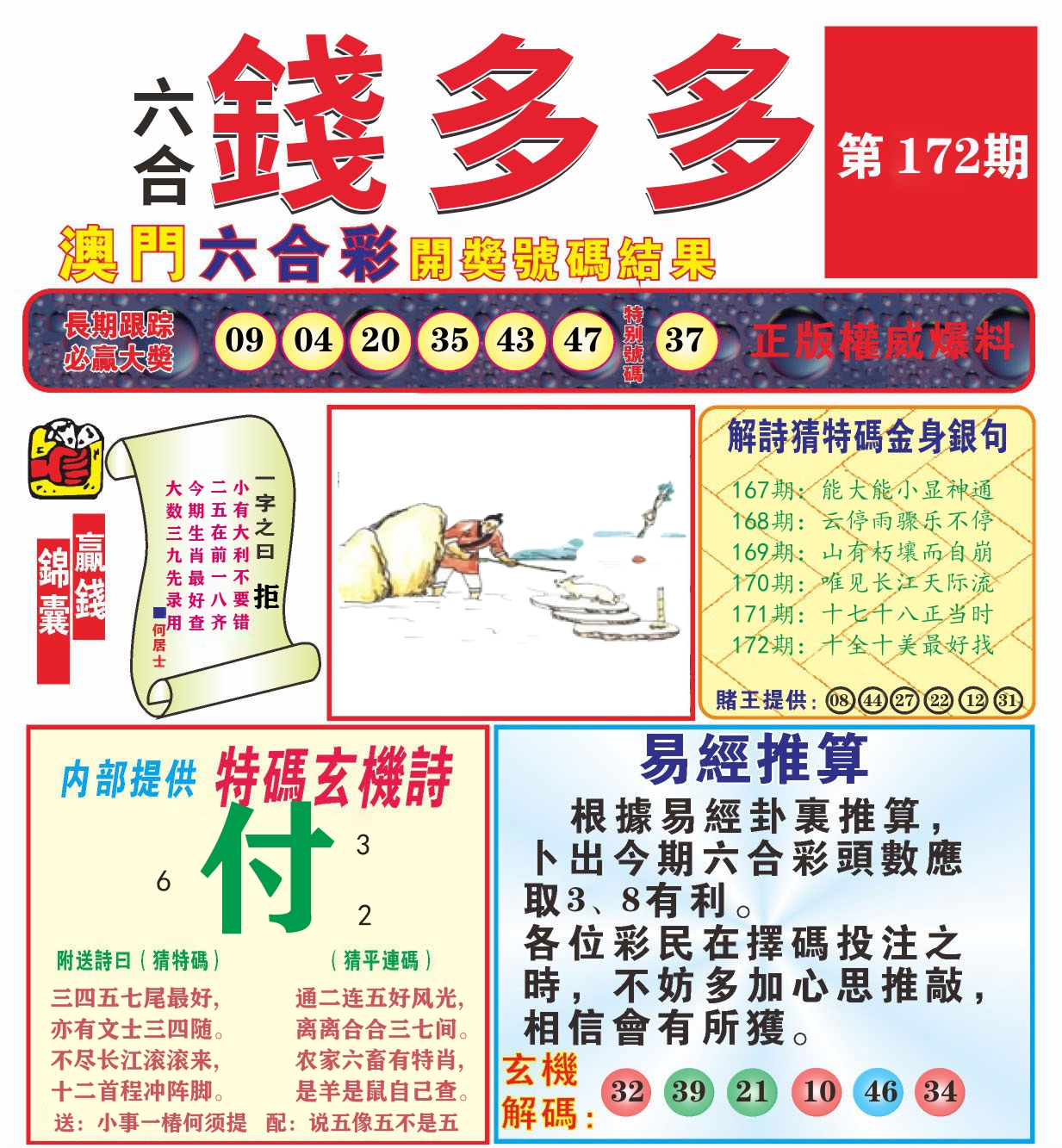 澳门钱多多B 第172期