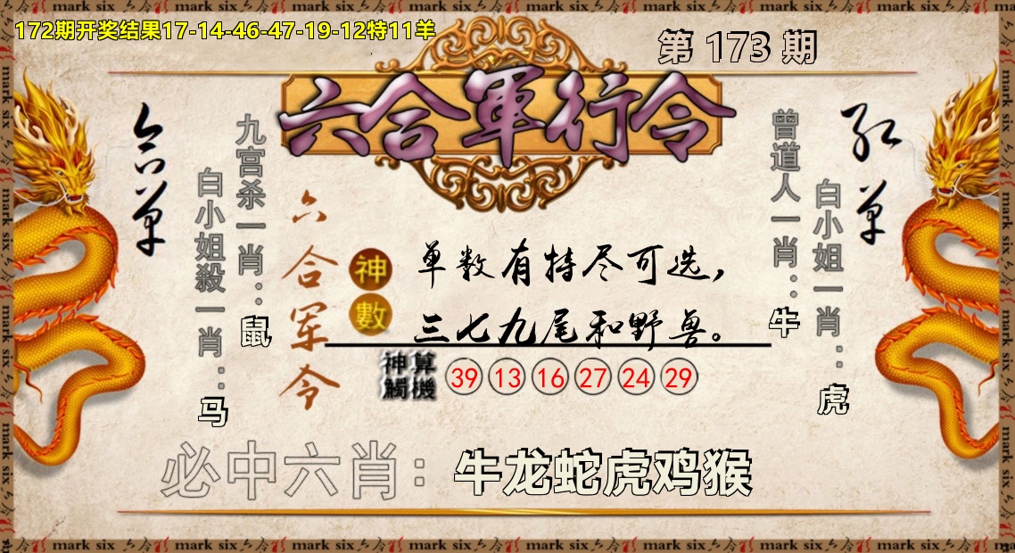 六合军行令 第173期